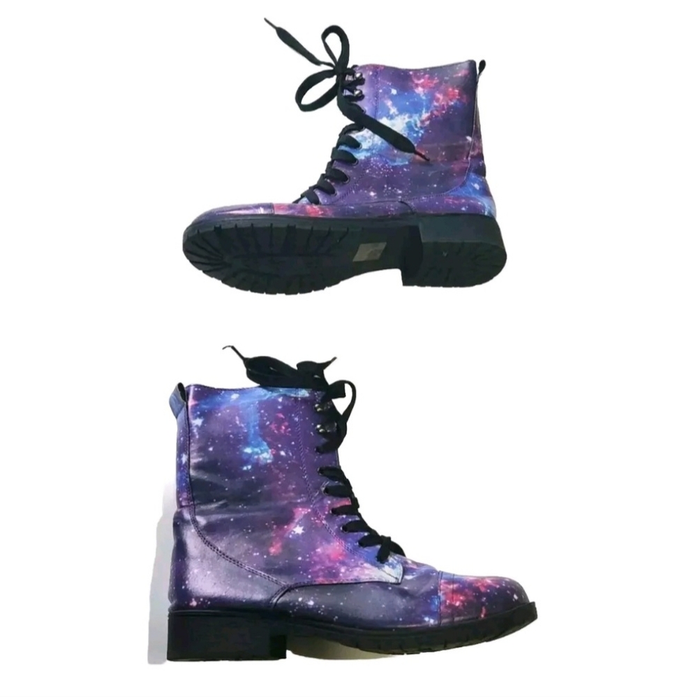 Hot Topic Galaxy Print Combat Boots